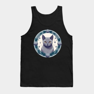 Russian Blue Cat Xmas Ornament, Love Cats Tank Top